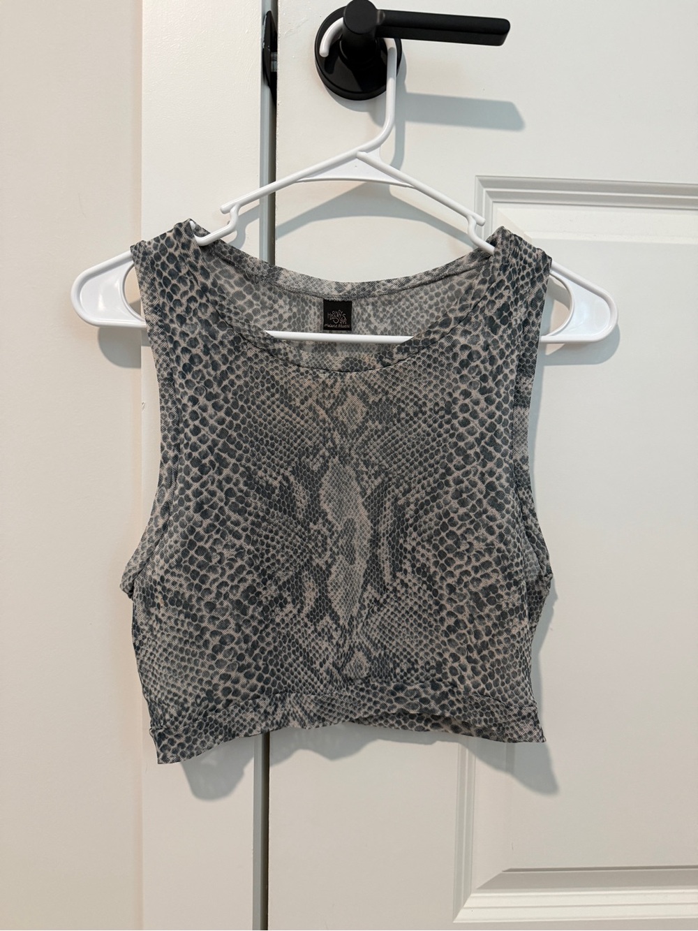 Only Hearts Snake Print Crop Tank Top - Grey